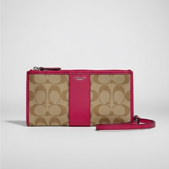 Coach Pink‎ and Tan Signature Clutch 5105